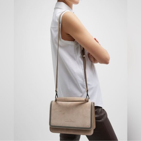 Brunello Cucinelli Large Monili Suede Top-Handle and Shoulder Bag - Picture 13 of 13